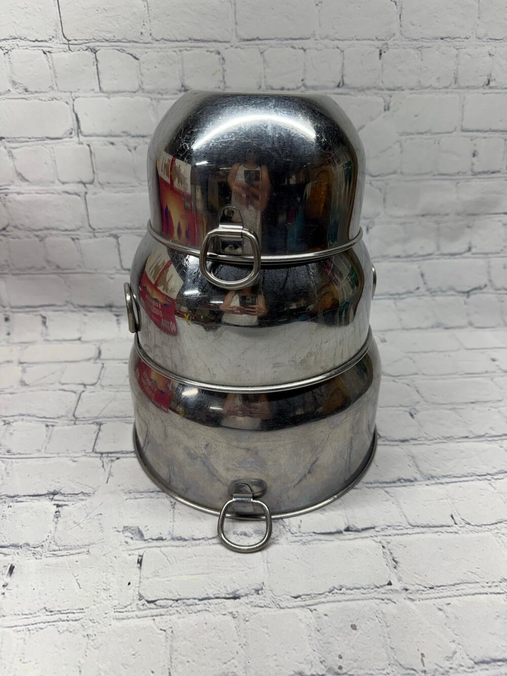 Vintage Farberware Stainless 3 Piece Nesting Mixing Bowl Set Hanging Rings